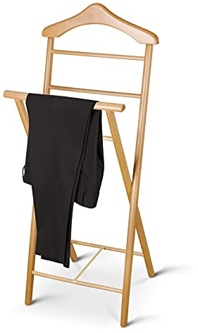 KEHO Herrendiener - Handarbeit - Stummer Diener - Aus Massiv Holz - Kleiderbutler (Naturlackiert)