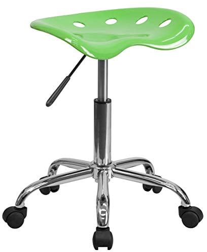 Flash Furniture Arbeitshocker ohne Rückenlehne – Ergonomischer Schreibtischstuhl höhenverstellbar – Bürostuhl mit Traktorsitz für Home Office und Büro – Schwarz