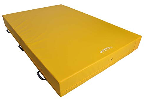 Grevinga Weichbodenmatte RG 23/25 kg/m³ nach DIN EN 12503-1 Typ 8 | Fallschutz | Turnmatte | Weichboden (200 x 150 x 25 cm, Gelb)