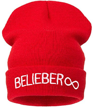 4sold Beanie HatsDamen Strickmütze Schwarz (beliber red)
