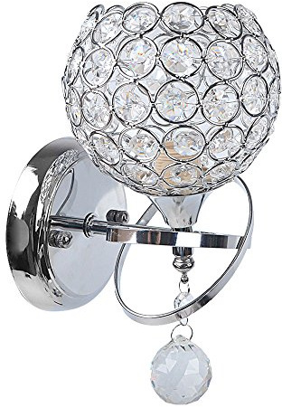 Reelva Modern Silver Crystal Wall Lights Bedroom Wall Lamp Sconce Pull Switch for Home Decor Sitting Room, Bedroom, Corridor, Restaurant with E14 Scoket