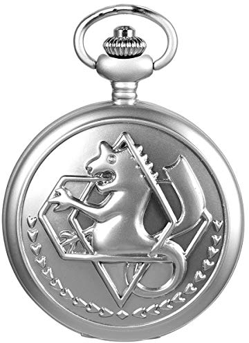 SIBOSUN Taschenuhr Fullmetal Alchemist Edward Elric Anime Muster mit Kette Box Antik Herren Quarz Full Hunter