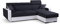 mb-moebel Ecksofa mit Schlaffunktion Eckcouch mit Bettkasten Sofa Couch mit verstellbare Kopfstütze L-Form Polsterecke Schlafsofa Gästebett - 236x165x97 cm - Pedro (Schwarz + Weiß, Ecksofa Rechts)