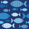 20 Servietten Fische auf blau/Maritim/See/Meer 33x33cm