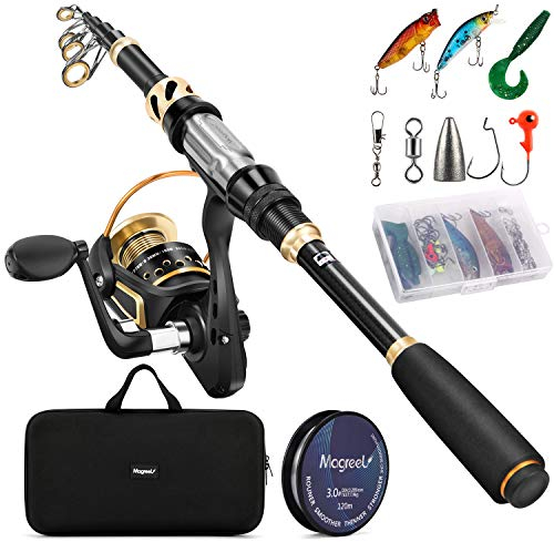 Magreel Canna da Pesca e Mulinello Combo Set di Canne Telescopica con Lenza, Kit di Esche da Pesca e Borsa per Il Trasporto