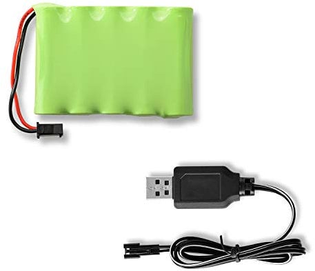 BEZGAR Spare Parts Accessories 6V 800mAh NI-MH Battery (1) + USB Charger (1) for BEZGAR TB141/TB142 (17/18) Toy Grade 1:14 Scale Remote Control Cars