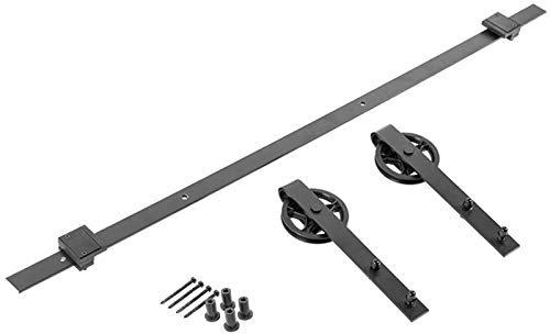 SOTECH Ferrure de porte coulissante LOFT 2 m noir Rail de roulement en 2 parties avec galets de roulement Ø 120 mm Système de porte coulissante avec sécurité anti-décrochage