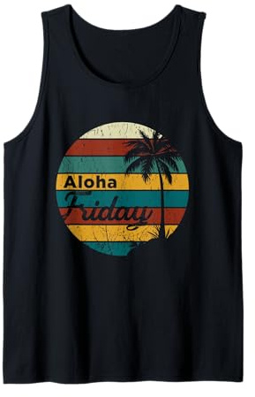 Aloha vendredi rétro palmier arbre vibrations de plage Débardeur