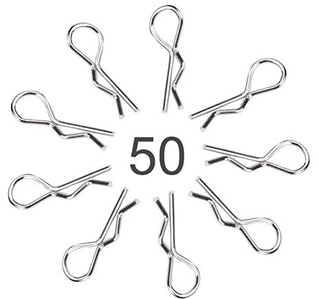 50pcs RC Body Clips, 50pcs 0.96in Portable Stainless Steel RC Accessories R Type Body Clip Pin for 1/10 1/12 1/16 Scale Remote Control Car Shell