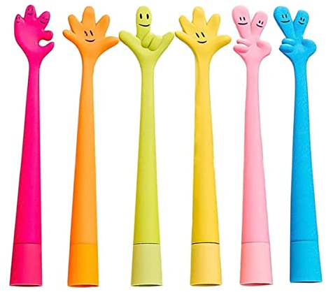 Set mit 6 niedlichen Kawaii-Kugelschreibern, Expression Gel, flexibel, Druckstift, Twisted Finger Pen, für Kinder, Schreibwaren, Studenten und Bürobedarf