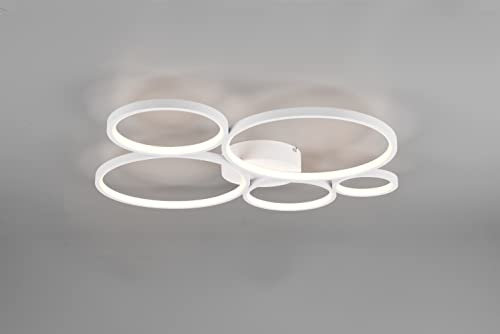 lightling LED Deckenleuchte Sina weiß matt Metall, dimmbar mit Lichtsteuerung über integrierten Switch Dimmer, 49W, Höhe 5.5 cm, Breite: 59 cm, Tiefe: 53 cm