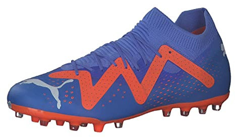 PUMA Unisex Future Match MG Fussballschuh, Blue Glimmer White-Ultra ORANGE, 43 EU