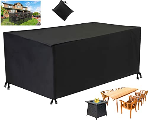 Housse Salon de Jardin, Imperméable 420D Oxford Tissu Meuble de Jardin de Étanche, Anti-UV Housse Table Protection Couverture Résistance au Vent, Rectangulaire-Black|| 60x60x60cm(LxWxH)