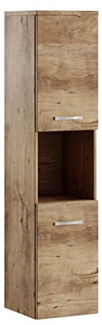Badezimmer Schrank Montreal 131 cm Eiche Kastanie – Regel Schrank Hochschrank Schrank Möbel Badschrank