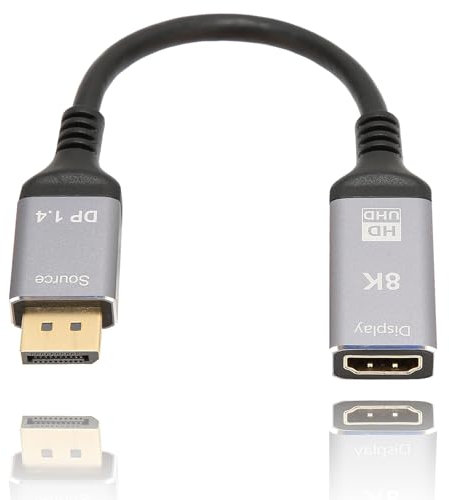 Dpofirs 8K@60Hz DisplayPort to HDMICable, DP 1.4 to HDMI2.1 Video Cord, Support 8K at 60Hz, 4K at 120Hz, 2K at 144Hz, DP to HDMICable Adapter