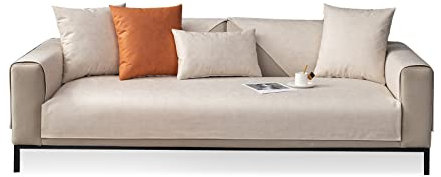 VanderHOME Sofabezug L/U Form/Ecksofa 3/2/1 Sitzer, Wasserdicht, Überwurfdecke, Schutzdecke Rutschfest 90 * 180cm - Beige-Sitzbezug (1 PC)