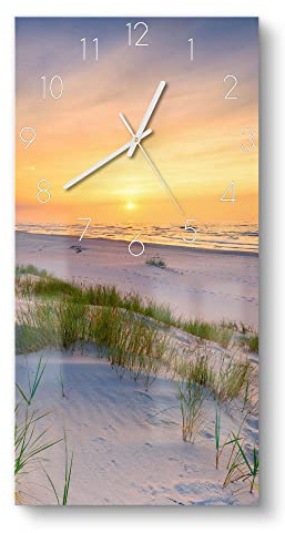 DEQORI Glasuhr | horizontal 30x60 cm | Motiv Sonne sinkt über Ostsee | große XXL Design Uhr aus Glas | leise Wanduhr für Wohnzimmer & Küche | moderne Hingucker Uhr für die Wand