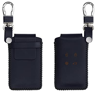 kwmobile Leder Autoschlüssel Hülle kompatibel mit Renault 4-Tasten Smartkey Autoschlüssel (nur Keyless Go) Schlüsselhülle - Schlüssel Tasche Dunkelblau