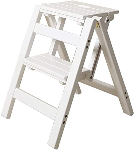 Trittleiter, Tritthocker für Erwachsene, Tresenstuhl, 2-stufiger klappbarer tragbarer Holz-Tritthocker, multifunktionaler Tritthocker mit aufsteigender Trittstufe/B