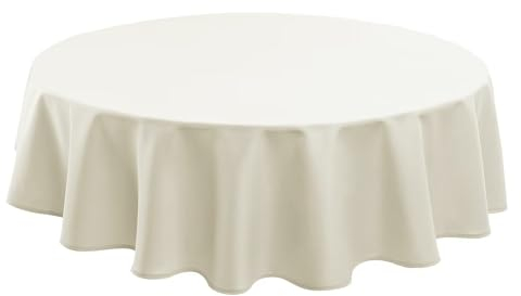 Hiasan Champagner Wasserabweisend Tischdecke aus Polyester,Rund160cm,Anti-Falten Tischtuch,geeignet für Küche,Restaurant,Hochzeit