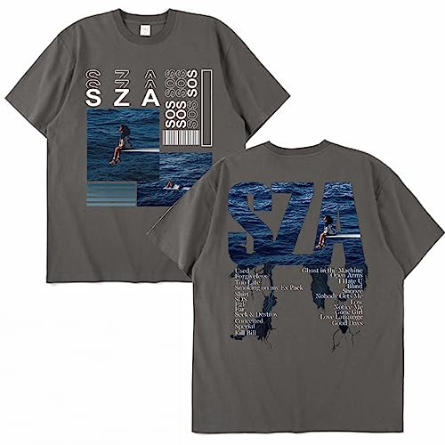 2023 Neue Musik Album SOS SZA Grafik Druck T-Shirt Männer Frauen Mode Vintage T-Shirts Hip Hop Harajuku T Shirt Tops Dark Gray,S