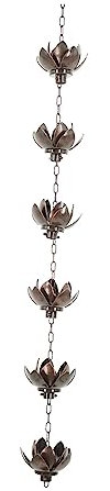 predolo Gutter Rain Chains, Rainwater Chain Cup, Rain Chain, 1m Chain, Cup for Roof, Gazebo, Courtyard, double layer lotus