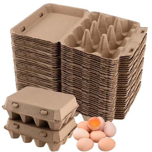 SEUNMUK 50 Stück Eierkarton 12er Pappe, Eierpappen Eierschachtel, Pappe Eierbehälter Eierbox, Jedes Stück kann 12 Eier Enthalten, Eierbehälter Eierkartons für Hühnereier, Ostereier zum Basteln