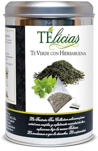 La Factoría del Café - Telicias Té Verde con Hierbabuena | Deliciosa y Original Mezcla a Base de Té Verde Gunpowder y Hierbabuena - 25 Unidades