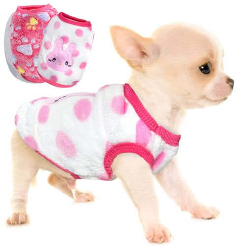 Hundepullover aus Fleece, Größe XXS, Chihuahua, niedlich, für den Winter, Größe XS, Dackel, 2 Stück