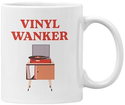 Plumfoolery Vinyl Wanker Mug Funny Musici Lover Gift Cup (White)