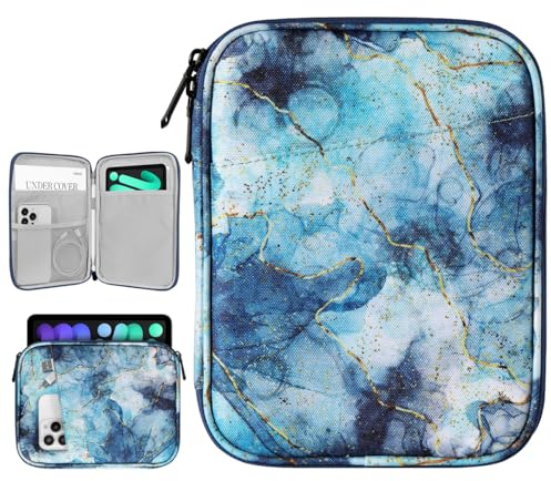 Dadanism 8-9 Zoll Tablet Sleeve Tasche Kompatibel mit iPad mini 7/6 8,3 2024/2021, iPad mini 5/4/3/2/1 7,9, Galaxy Tab A7 Lite 8,7 2021/Tab A 8,0, Tab M8 (4/3/2) 8, Tab M9 9 2023, Marmor Blau