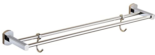 Towel Rail for Bathroom, 2-Tier Bath Towel Rack All Copper Towel Rail with Hooks Wall Mounted Towel Holder Towel Bar Rail for Kitchen Bathroom(Chrome,30cm-100cm)(SZ:70cm) (Color : Multi Colored, Siz