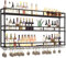 AKOGG Wine Storage Rack Wall Mounted With LED Light,Bar Hanging Shelves,liquor Bottle Display Shelf,Industrial Floating Wall Shelf With Wine Glass Holder,Metal Wine Display Racks For Kitchen,Black (S