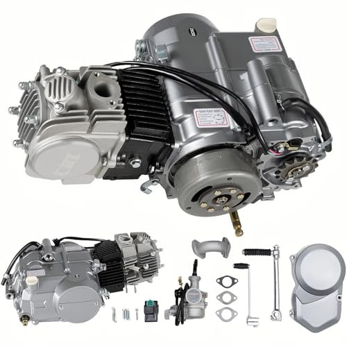 Garbenat 125ccm Motor 4-Takt Pit Bike Motor 4 Gang Dirt Bike Motor Gokart Motor mit Kickstarter CDI-Zündsystem & Handbetätigter Kupplung Einzylinder Motorrad Motor Kit für ATV Pit Bike CRF50 XR50