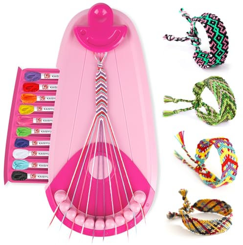 Freundschaft Armband Herstellung Bausatz, Kunst und Handwerk für Kinder Alter 8-12, DIY Armband Bausatz herstellen mit 20 Threads, Geschenke für Mädchen Alter 6-12 Jahre alt Reisen Tätigkeit Set