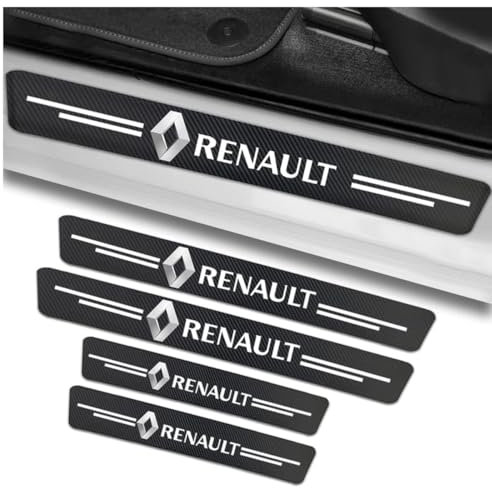 4Pcs Car Door Sill Protector for Renault Captur Koleos Espace Fluence, Threshold Scuff Plate Cover Car Kick Plates Accessories Automobile Door Steps Welcome Pedal Decorative Strips