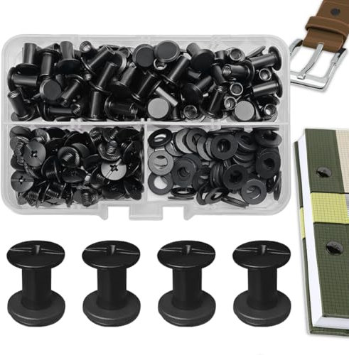 SHSMPXOY 80 Kits Vis Chicago Screws,M5*10mm Vis de Livre,Rivet a Visser de remplacement en métal pour sacs, livres, colliers, sacs à dos, laisses de chien, laisses (Noir Mat)