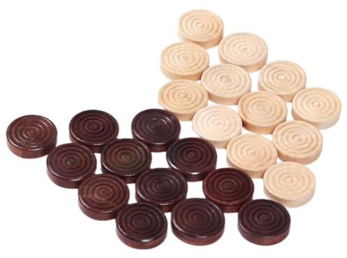 ZHOUYQXLX 24 Piezas de Damas de Madera, Juego de Mesa, Ajedrez de Backgammon, Piezas de Damas Apilables, Ideal para Todas las Edades