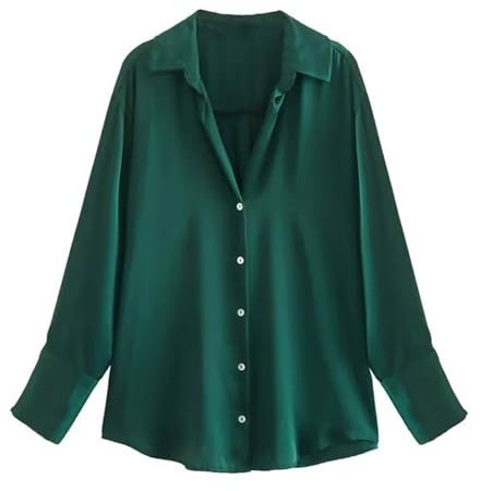 PODOLIXIA Chemise basique pour femme en fibre de bambou - Coupe ajustée - Manches longues - Stretch - Pour les loisirs, le travail - Élégante chemise, X1 Ag, M