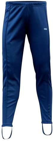 CHEX Sydney Unisex Mens Ladies Classic Four Way Stretch Polyester Pull On Elasticated Running Training Leggings Pants with Stirrups and Tie Cord Waist (Navy/Sky, 3XL)