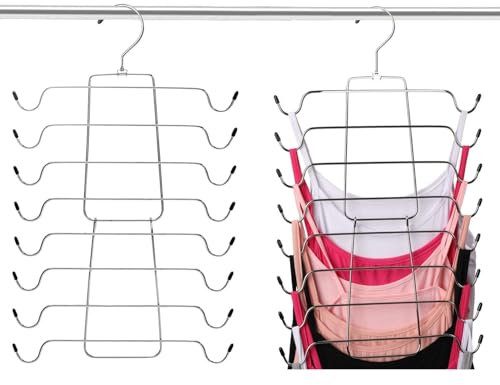 2 Stück Folding BH-Kleiderbügel Platzsparend Mehrlagige Aufhänger BH Organizer Metallbügel für Tank Tops BHS Pyjamas Hosenträger