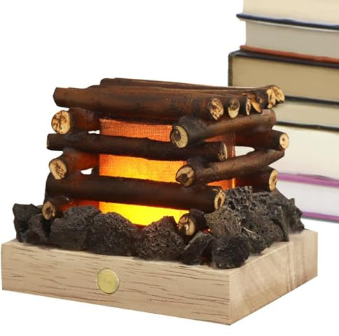 Bexdug Bûches de cheminée LED, Fausses bûches de feu, Lampe de feu de Rechargeable par USB 3 Modes réglables, Feu de imitant la Lampe à Bois de Chauffage de Foyer à LED pour Le Festival de Noël