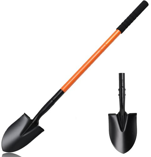 Pala jardineria pequeña con Ajustable Mango metálico de 110cm, Mini Pala Desmontable para jardinería Camping Supervivencia,Orange