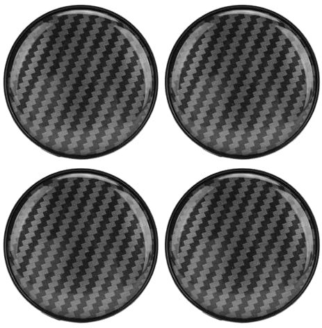 4 Stück 68 Mm Radnabenkappen Im Kohlefaser-Stil, Hochfeste ABS-Nabenkappenabdeckungen für Fahrzeuge, UVs-Finish, Korrosionsschutz, Edelstahl-Ringschlaufe, ABS-Metallmaterial