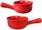 YXUANYZNB Bols à soupe à l'oignon français avec poignées, pots en céramique durables, adaptés pour la soupe, le piment, le ragoût de bœuf, le muesli, rouge || 2 pièces