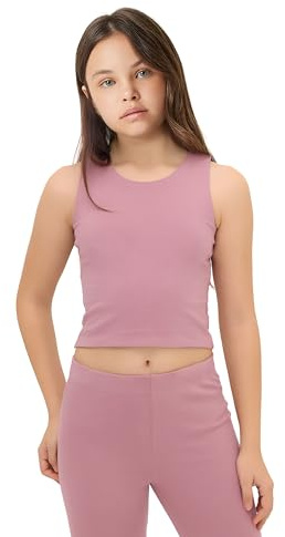Lilax Canotta corta basic senza maniche con doppia fodera da ragazza, rosa cipria, 8 Anni