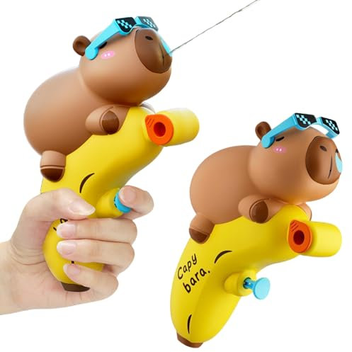SWEETBIUTI Wasserpistolen für Kinder 3+, 2pcs niedliche Capybara -Form Wasserpistole, Lange Schießstand Pressetyp Wasserwaffe für Outdoor Strand Sommerpool Geschenke