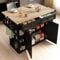 Cayipng Carro de Cocina, Isla de Cocina móvil con encimera abatible, toallero y especiero, Carrito de Comedor con 2 cajones y Almacenamiento, Negro
