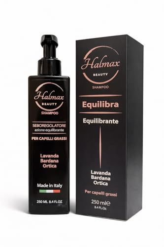 Halmax Shampoo Capelli Grassi 250 ml – Shampoo Antigrasso Seboregolatore – Trattamento Purificante per Cute Grassa e Capelli Fini – Con Bardana, Ortica e Salvia – Made in Italy