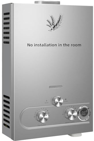 Durchlauferhitzer ohne Tank, Propan, 16 l, 32 kW, LPG GPL, Sofortdurchlauferhitzer, tragbar, für den Einsatz im Freien in Wohnmobilen, Wohnwagen, Anhängern, Kabinen, Einsatzort (16 l, 32 kW)